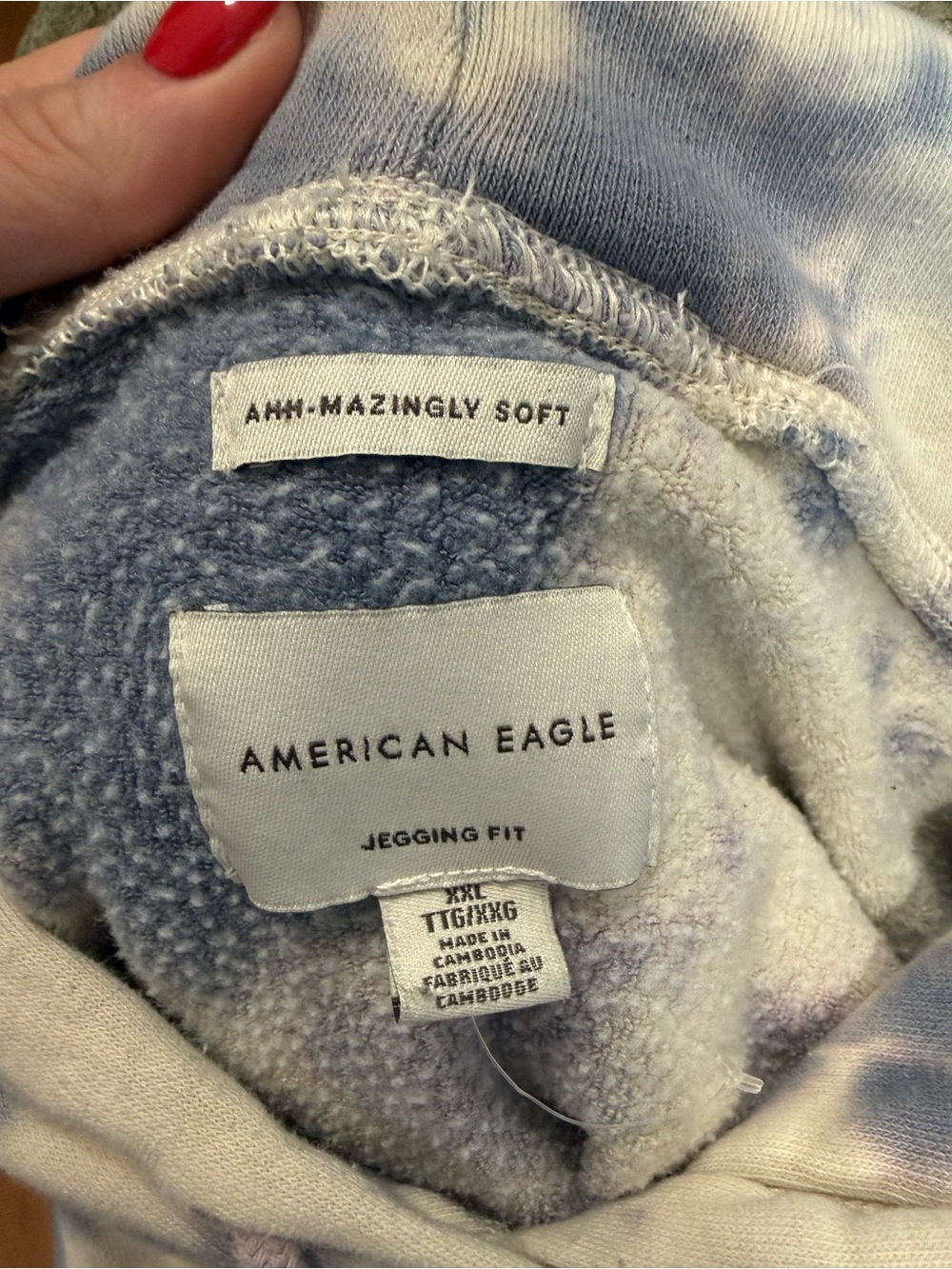 American Eagle Outfitters Tie-Dye Hoodie in Cream, Blue, Purple - Picture 6 of 8